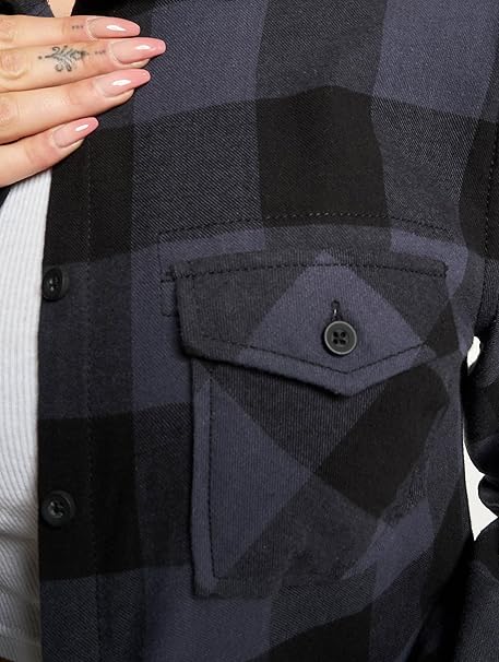 Flanell Checkshirt Frauen Flanellhemd schwarz/weiß Basics