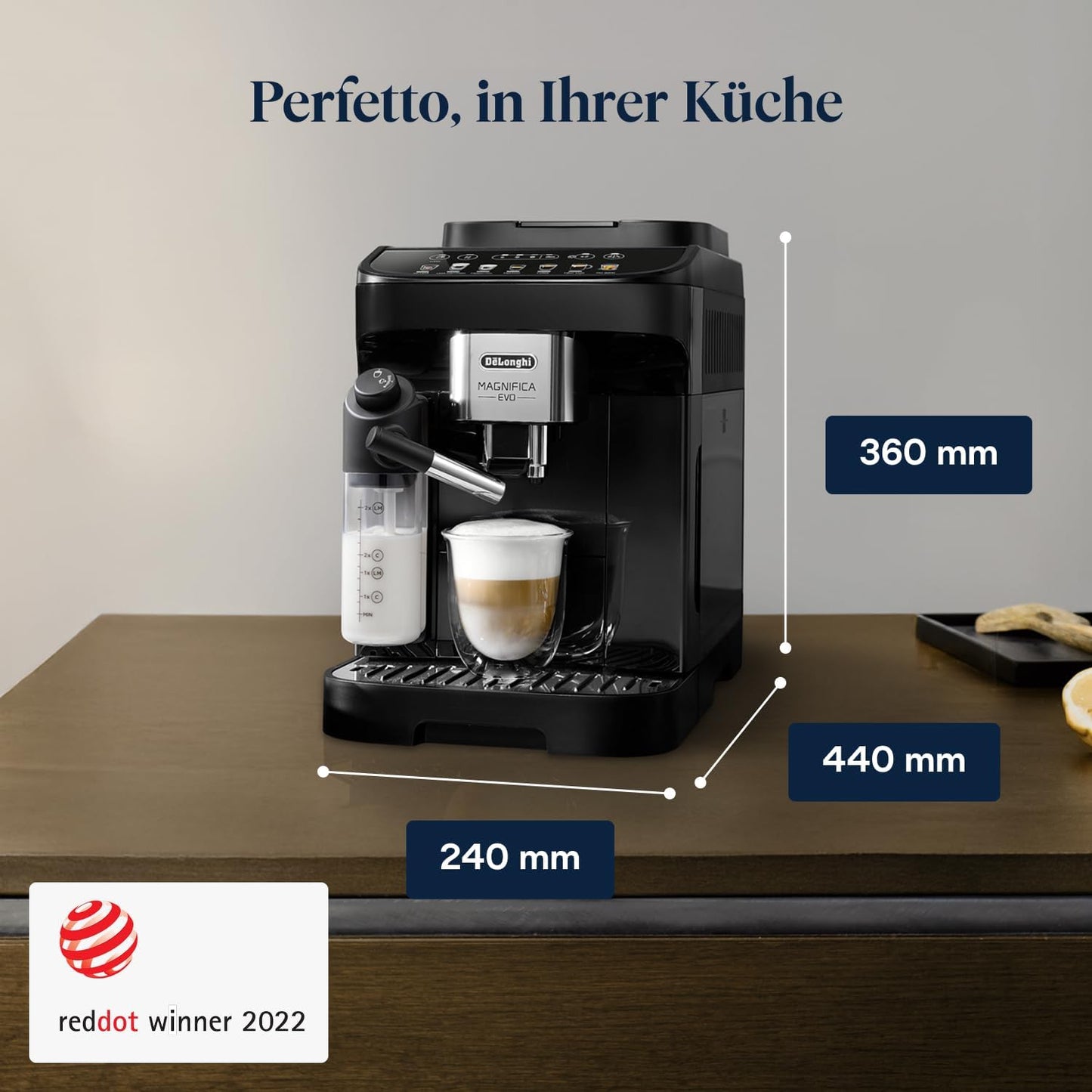 Magnifica Evo ECAM292.81.B-Perfetto Kaffeevollautomat,7 One-Touch-Getränke,Soft-Touch-Bedienfeld,Schwarz
