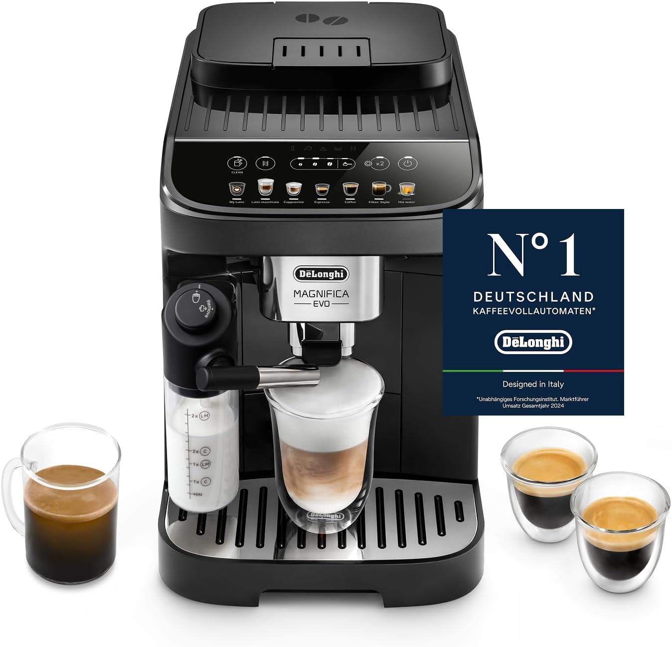 Magnifica Evo ECAM292.81.B-Perfetto Kaffeevollautomat,7 One-Touch-Getränke,Soft-Touch-Bedienfeld,Schwarz