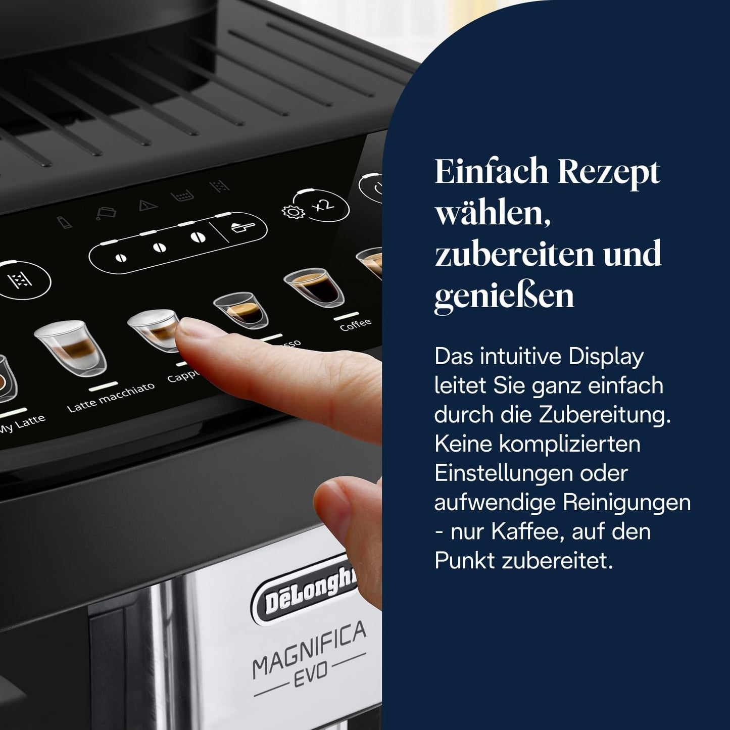 Magnifica Evo ECAM292.81.B-Perfetto Kaffeevollautomat,7 One-Touch-Getränke,Soft-Touch-Bedienfeld,Schwarz