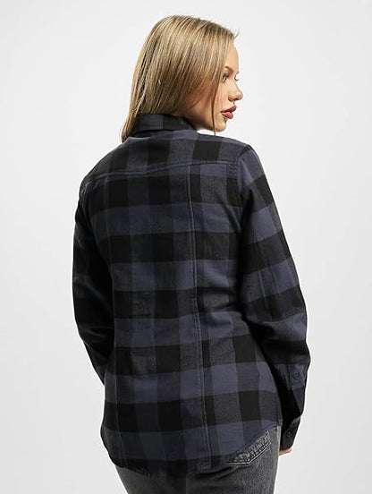 Flanell Checkshirt Frauen Flanellhemd schwarz/weiß Basics